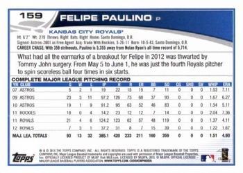2013 Topps - Emerald Foil #159 Felipe Paulino Back