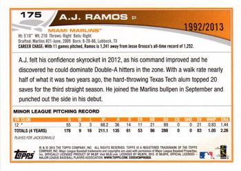 2013 Topps - Gold #175 A.J. Ramos Back