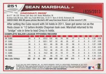 2013 Topps - Gold #251 Sean Marshall Back