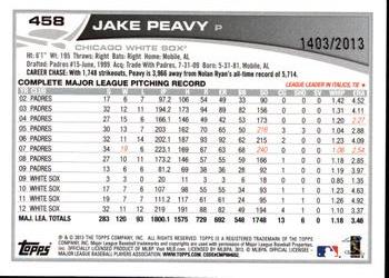 2013 Topps - Gold #458 Jake Peavy Back