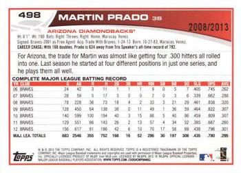 2013 Topps - Gold #498 Martin Prado Back