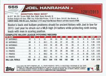 2013 Topps - Gold #555 Joel Hanrahan Back