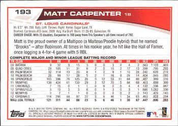 2013 Topps - Platinum #193 Matt Carpenter Back