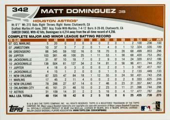 2013 Topps - Platinum #342 Matt Dominguez Back