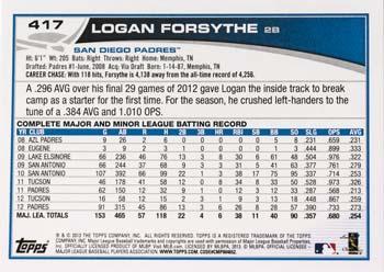 2013 Topps - Platinum #417 Logan Forsythe Back