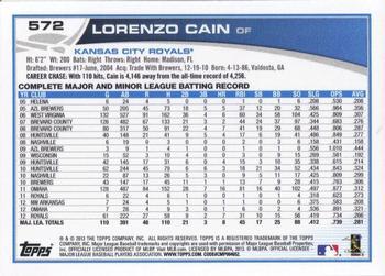 2013 Topps - Platinum #572 Lorenzo Cain Back