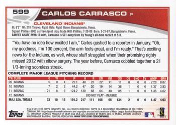 2013 Topps - Platinum #599 Carlos Carrasco Back