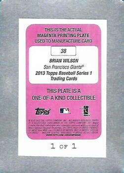 2013 Topps - Printing Plates Magenta #38 Brian Wilson Back