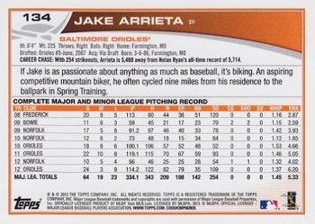 2013 Topps - Red #134 Jake Arrieta Back