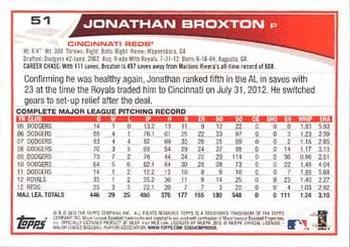 2013 Topps - Red #51 Jonathan Broxton Back