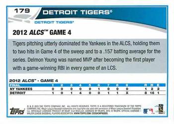 2013 Topps - Blue #179 Detroit Tigers Back