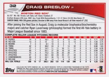 2013 Topps - Blue #32 Craig Breslow Back
