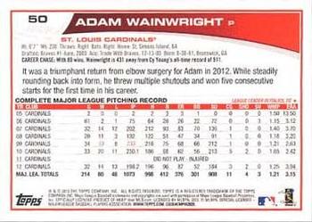 2013 Topps - Blue #50 Adam Wainwright Back