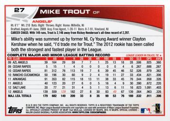 2013 Topps - Blue #27 Mike Trout Back