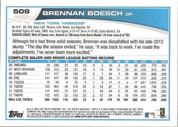 2013 Topps - Blue #509 Brennan Boesch Back