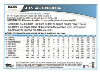 2013 Topps - Blue #525 J.P. Arencibia Back