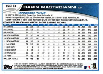 2013 Topps - Blue #528 Darin Mastroianni Back