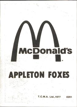 1977 TCMA Appleton Foxes #0291 Fred Howard Back