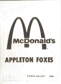 1977 TCMA Appleton Foxes #0287 Andy Pasillas Back