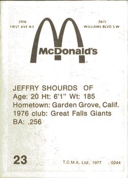 1977 TCMA Cedar Rapids Giants #0244 Jeff Shourds Back