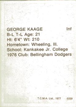 1977 TCMA Clinton Dodgers #0339 George Kaage Back