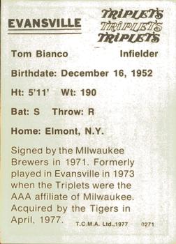 1977 TCMA Evansville Triplets #0271 Tom Bianco Back