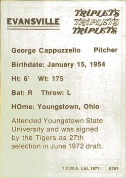 1977 TCMA Evansville Triplets #0261 George Cappuzzello Back