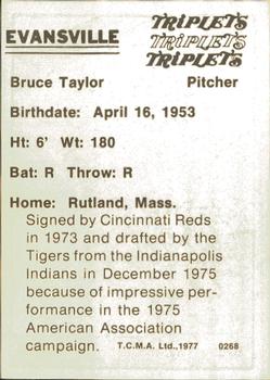 1977 TCMA Evansville Triplets #0268 Bruce Taylor Back