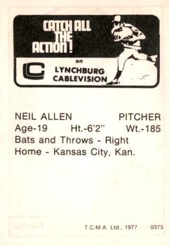 1977 TCMA Lynchburg Mets #0375 Neil Allen Back
