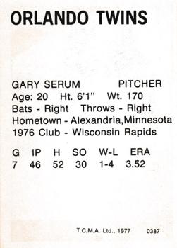 1977 TCMA Orlando Twins #0387 Gary Serum Back