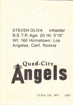 1977 TCMA Quad City Angels #0187 Steve Oliva Back