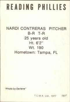 1977 TCMA Reading Phillies #0687 Nardi Contreras Back