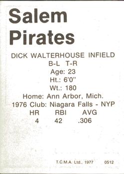 1977 TCMA Salem Pirates #0512 Dick Walterhouse Back