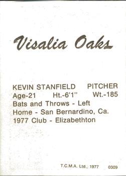 1977 TCMA Visalia Oaks #0309 Kevin Stanfield Back