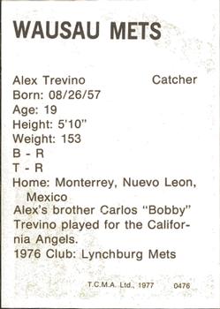 1977 TCMA Wausau Mets #0476 Alex Trevino Back