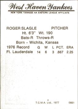 1977 TCMA West Haven Yankees #0661 Roger Slagle Back