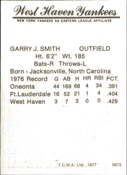 1977 TCMA West Haven Yankees #0675 Garry Smith Back