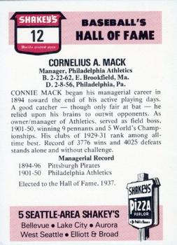 1976 Shakey's Pizza #12 Connie Mack Back