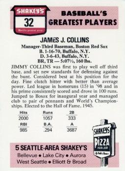 1976 Shakey's Pizza #32 Jimmy Collins Back
