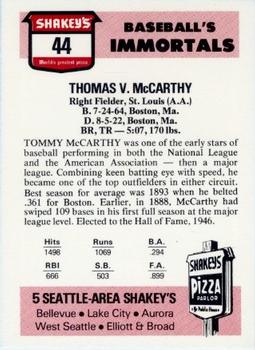 1976 Shakey's Pizza #44 Tom McCarthy Back