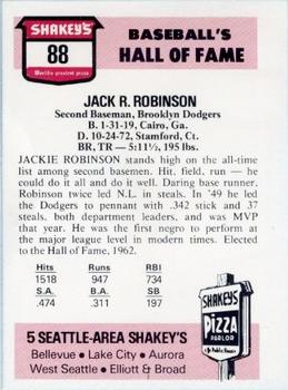 1976 Shakey's Pizza #88 Jackie Robinson Back