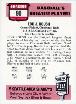 1976 Shakey's Pizza #90 Edd Roush Back