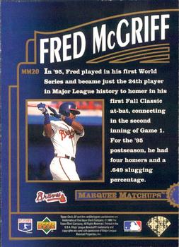 1996 SP - Marquee Matchups #MM20 Fred McGriff Back