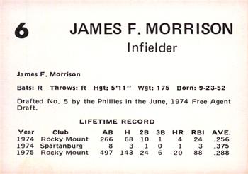 1976 Oklahoma City 89ers #6 Jim Morrison Back