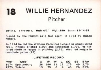 1976 Oklahoma City 89ers #18 Willie Hernandez Back