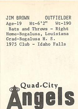 1976 TCMA Quad City Angels #NNO Jim Brown Back