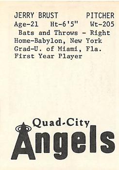 1976 TCMA Quad City Angels #NNO Jerry Brust Back