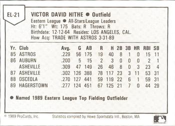 1989 ProCards Eastern League All-Stars #21 Victor Hithe Back