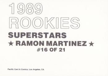 1989 Pacific Cards & Comics Rookies Superstars (unlicensed) #16 Ramon Martinez Back