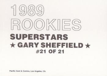 1989 Pacific Cards & Comics Rookies Superstars (unlicensed) #21 Gary Sheffield Back